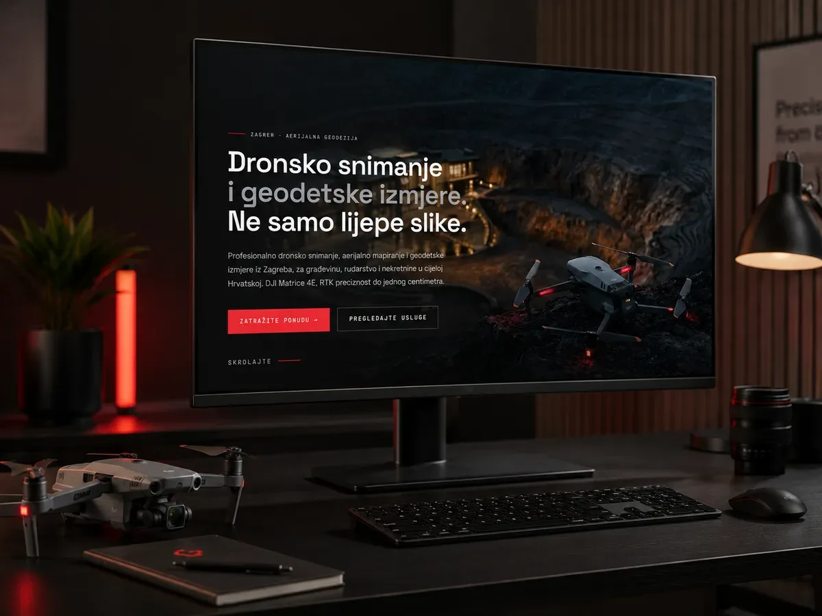 2Clicks – animirani web dizajn i razvoj za obrt za dronsko snimanje iz Zagreba