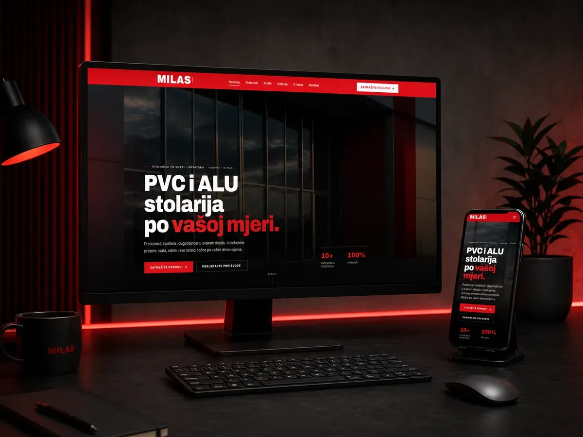 MILAS Mjere – web design and development for a custom PVC and aluminium windows and doors company