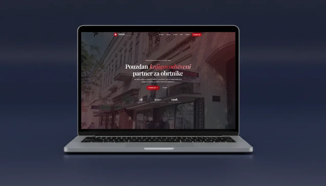 Optimus – web refresh i landing page za knjigovodstveni obrt