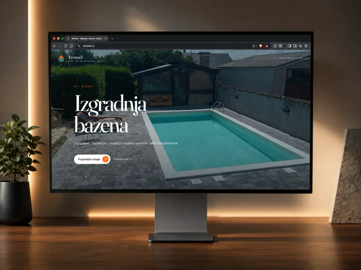 Termel – web dizajn i razvoj za obrt za bazene, saune i sustave za vodu